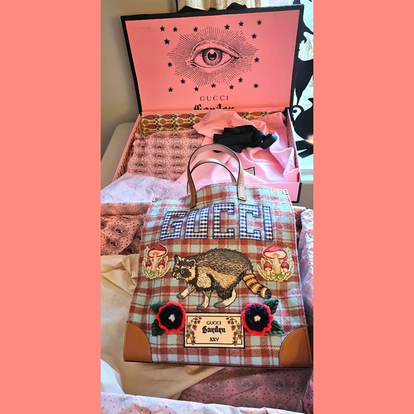 RARE! Authentic NIB Gucci Garden FLORENCE  Tweed Leather Tote Bag - Picture 11 of 13